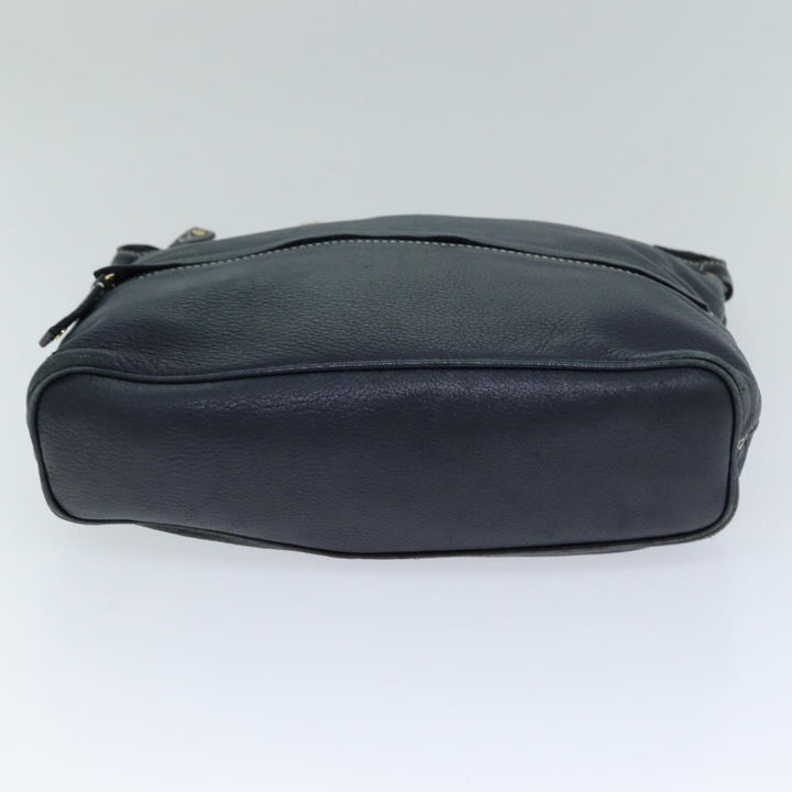 Celine Shoulder Bag Leather Navy Auth 77511