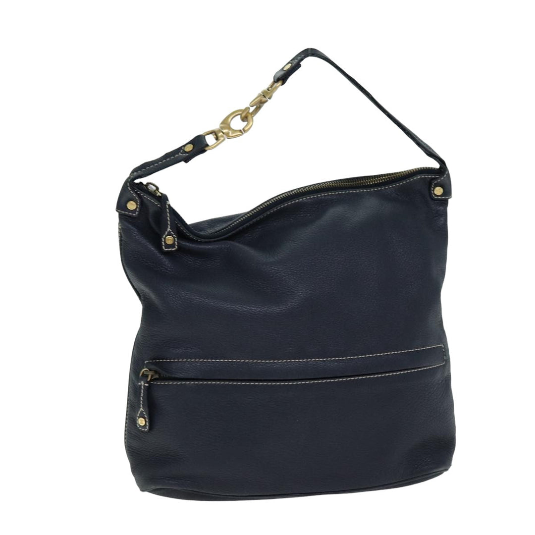 Celine Shoulder Bag Leather Navy Auth 77511