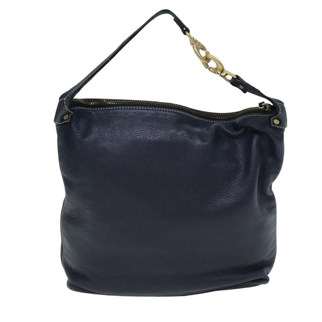 Celine Shoulder Bag Leather Navy Auth 77511
