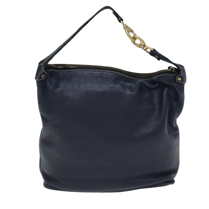 Celine Shoulder Bag Leather Navy Auth 77511