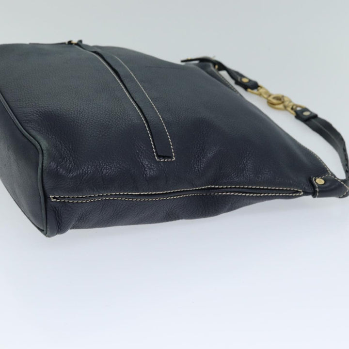 Celine Shoulder Bag Leather Navy Auth 77511