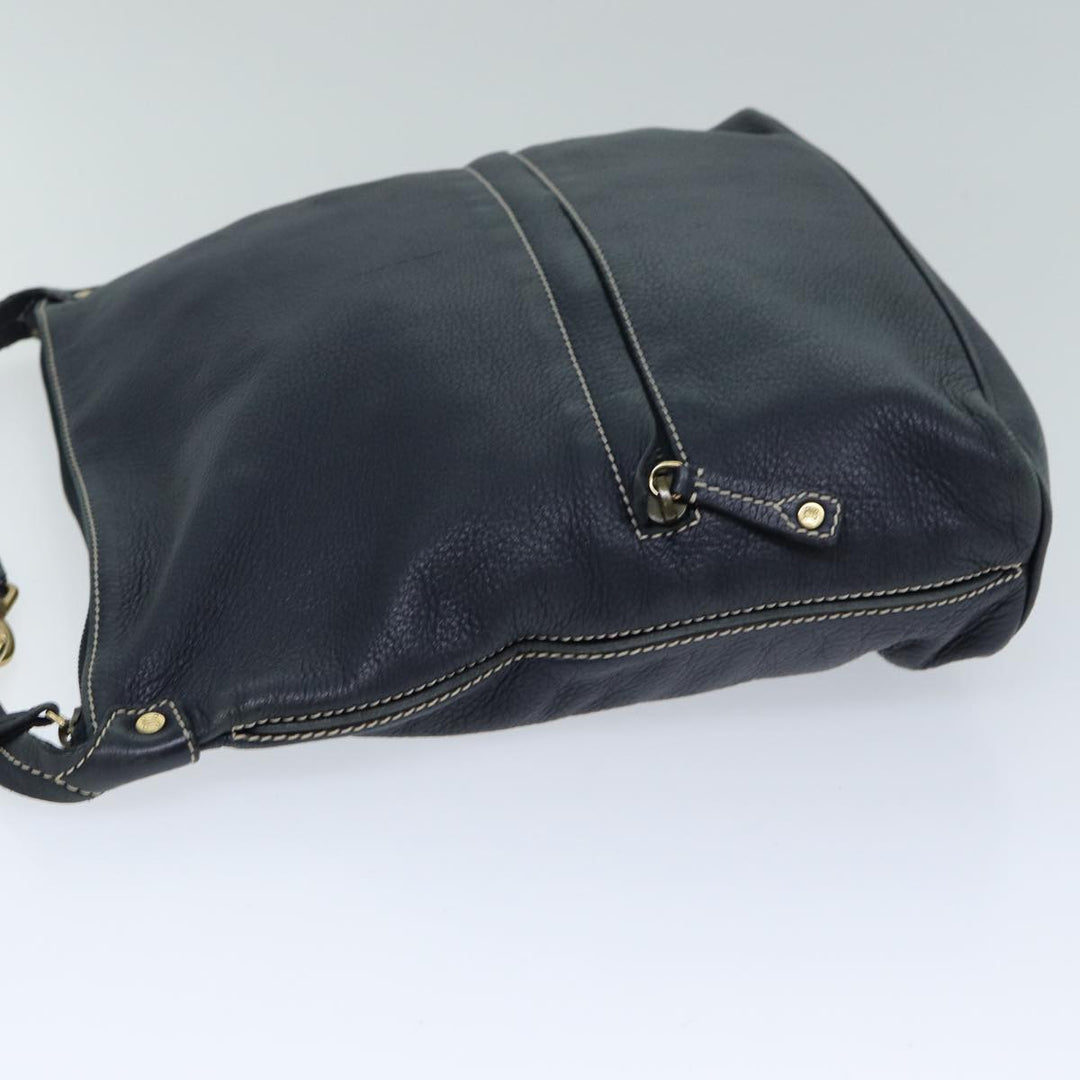 Celine Shoulder Bag Leather Navy Auth 77511