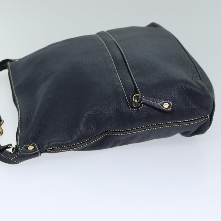 Celine Shoulder Bag Leather Navy Auth 77511