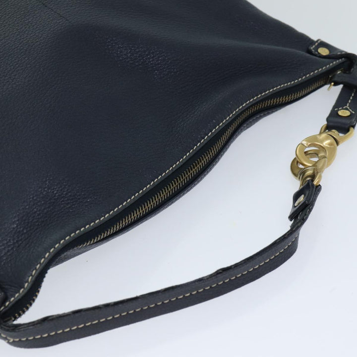 Celine Shoulder Bag Leather Navy Auth 77511