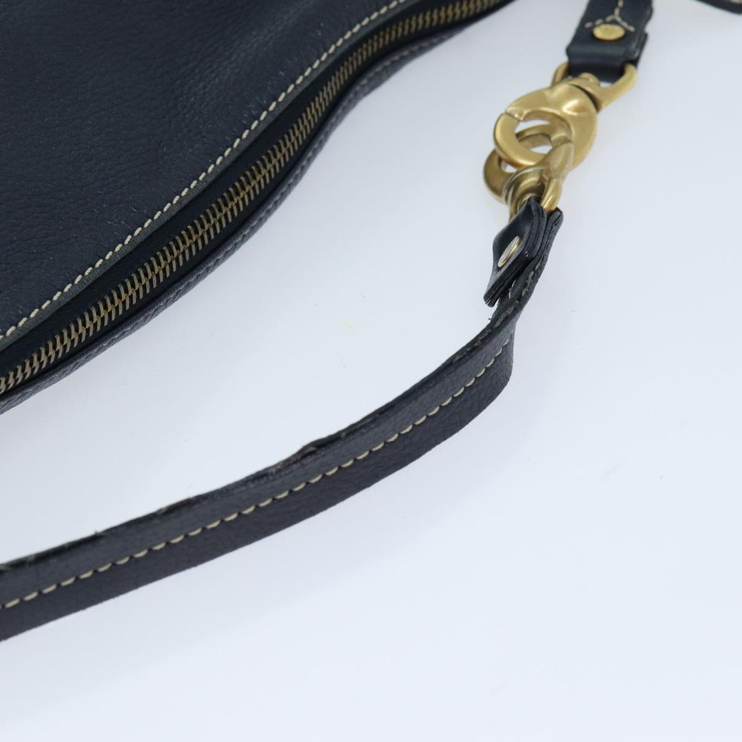 Celine Shoulder Bag Leather Navy Auth 77511