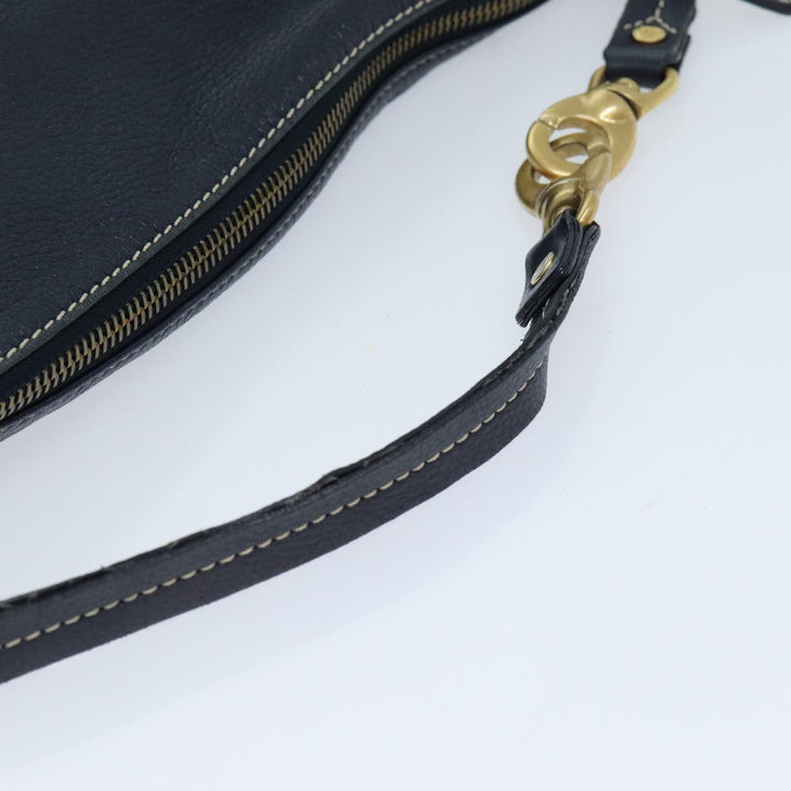 Celine Shoulder Bag Leather Navy Auth 77511