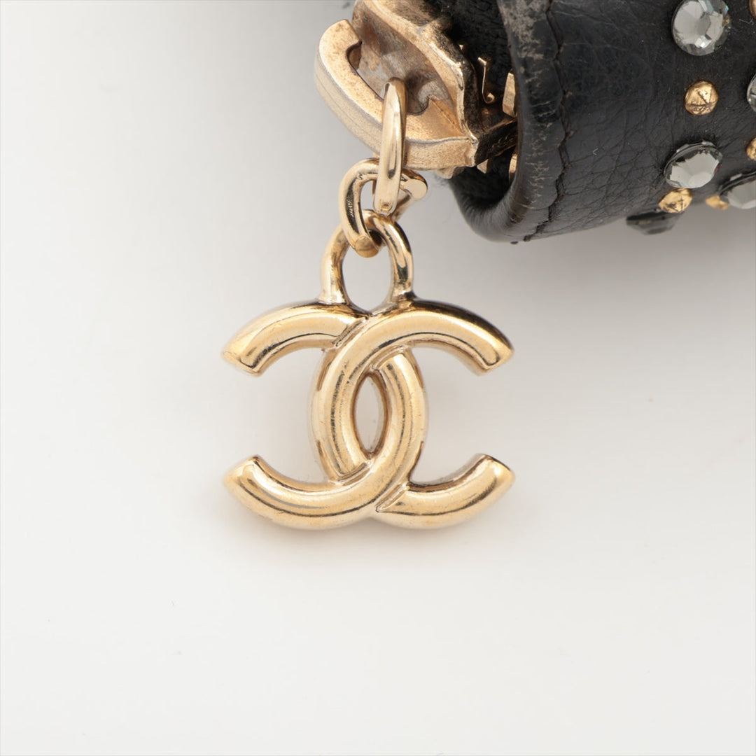 Top Quality Chanel Coco Charm Leather x Stalls Round  Wallet Black Gold