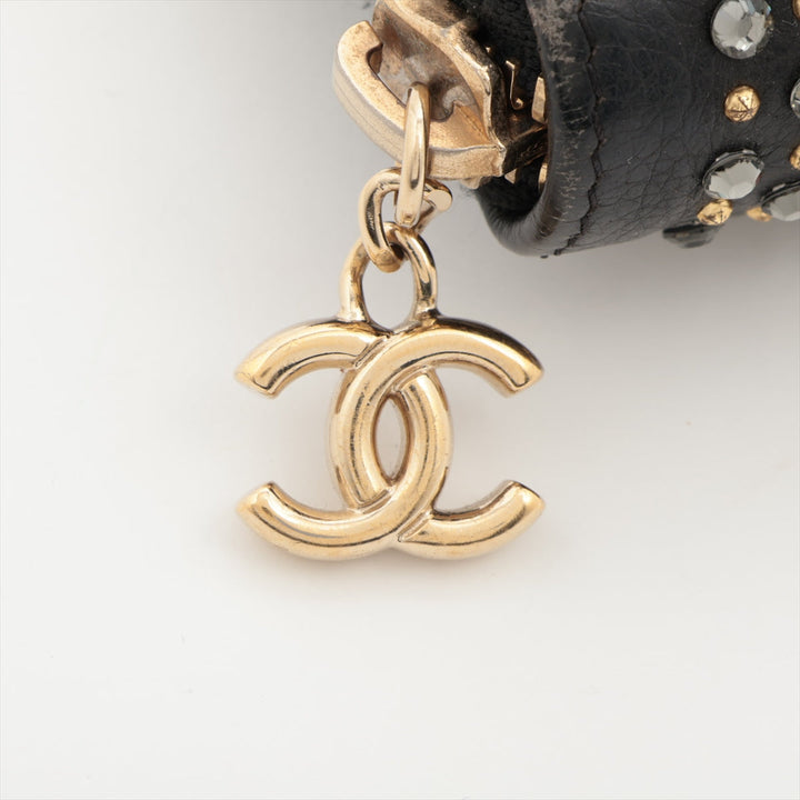 Top Quality Chanel Coco Charm Leather x Stalls Round  Wallet Black Gold