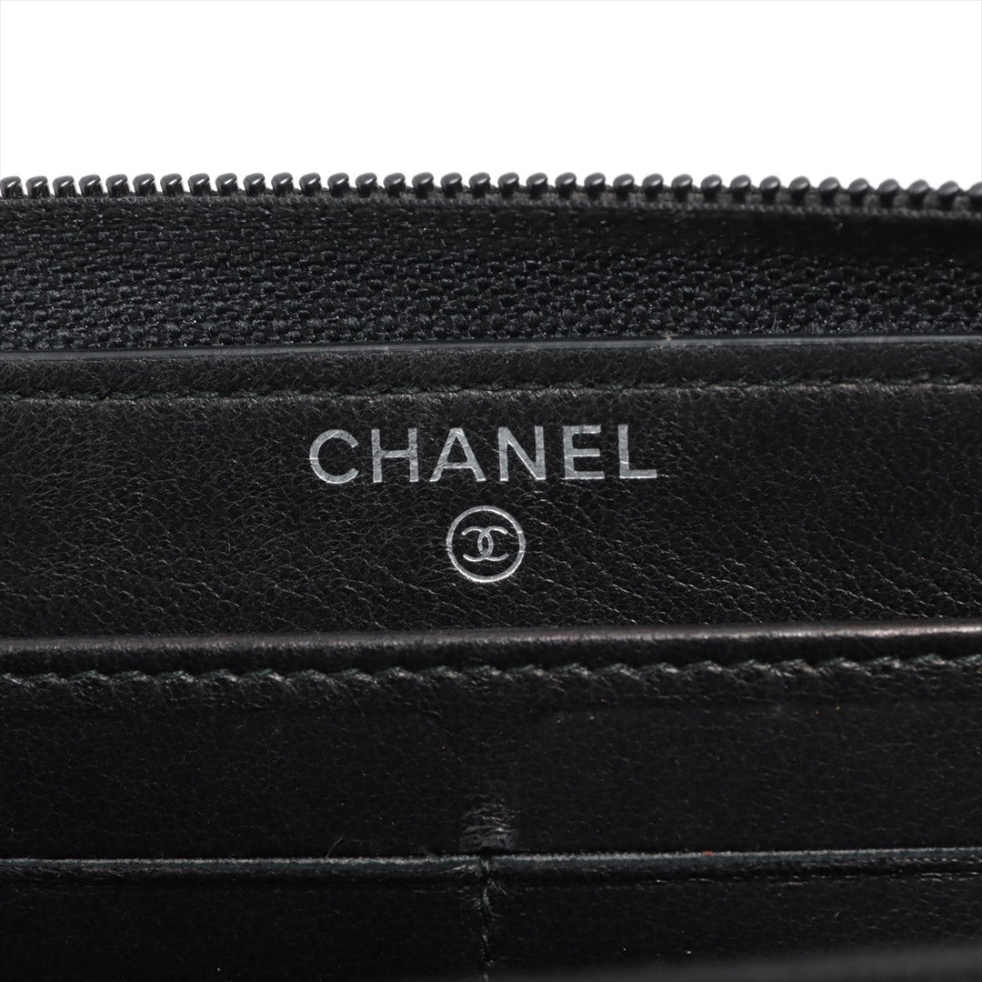 Top Quality Chanel Boy Top Quality Chanel Caviar S Round  Wallet Black Silver Gold