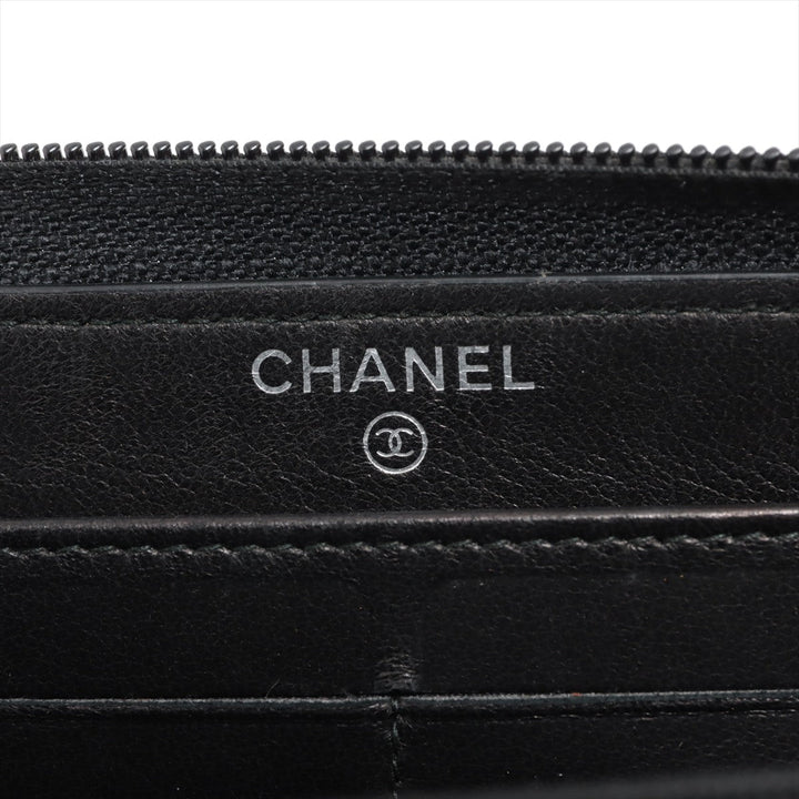 Top Quality Chanel Boy Top Quality Chanel Caviar S Round  Wallet Black Silver Gold