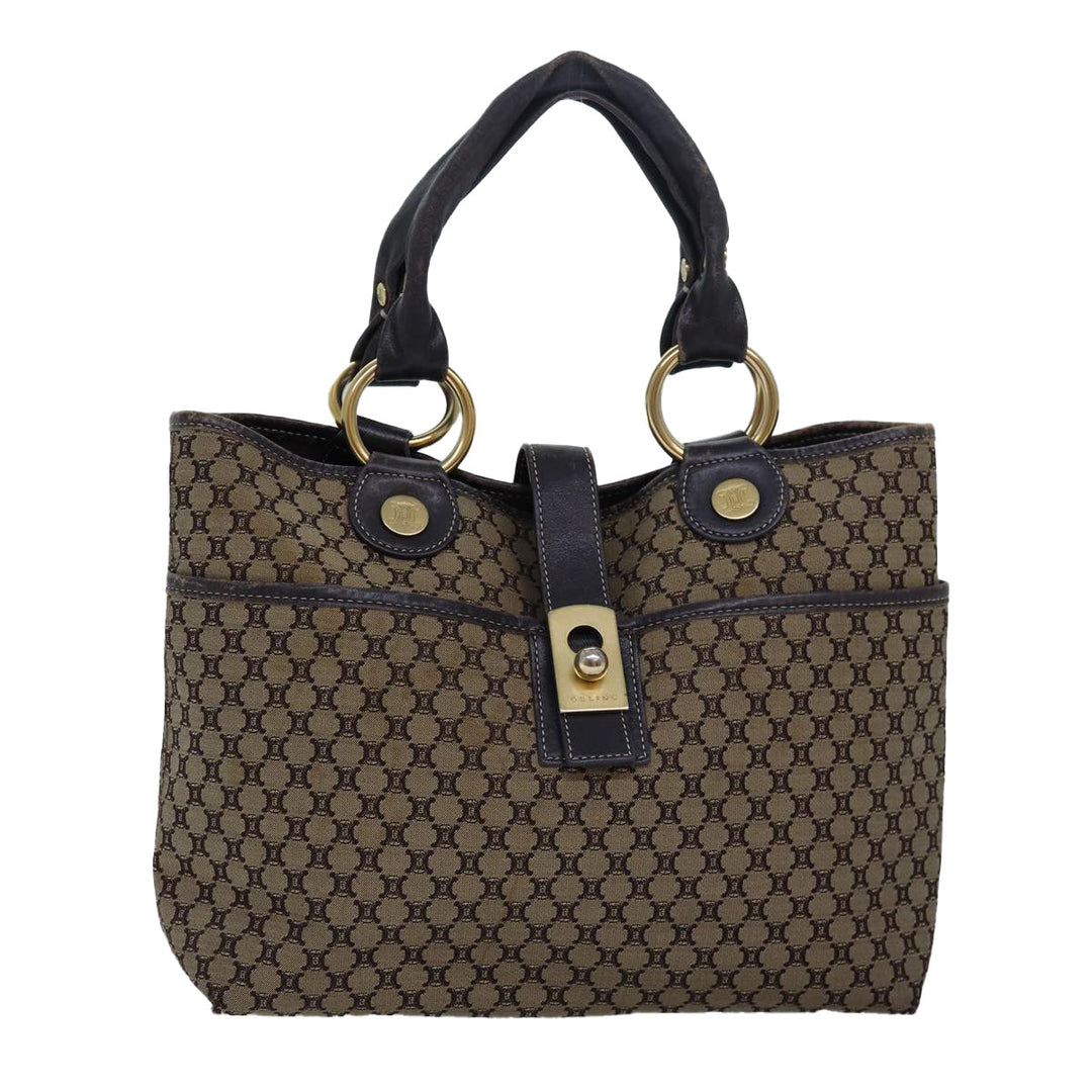 Celine Macadam Canvas Hand Bag Brown Auth 77646