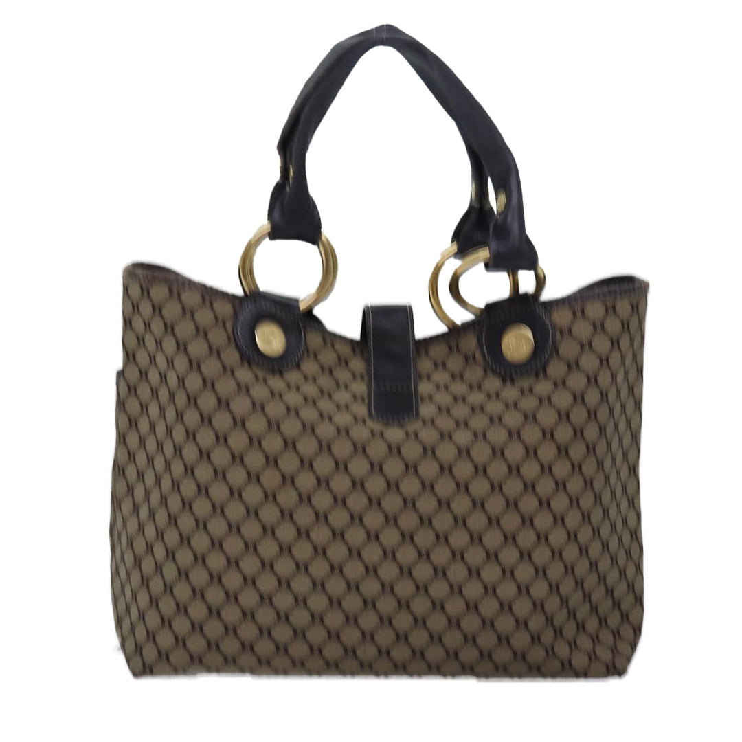 Celine Macadam Canvas Hand Bag Brown Auth 77646