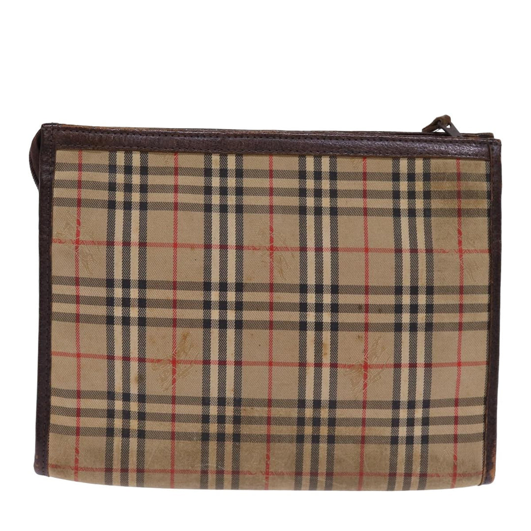 BurberrySs Nova Check Clutch Bag Canvas Beige Auth 77699