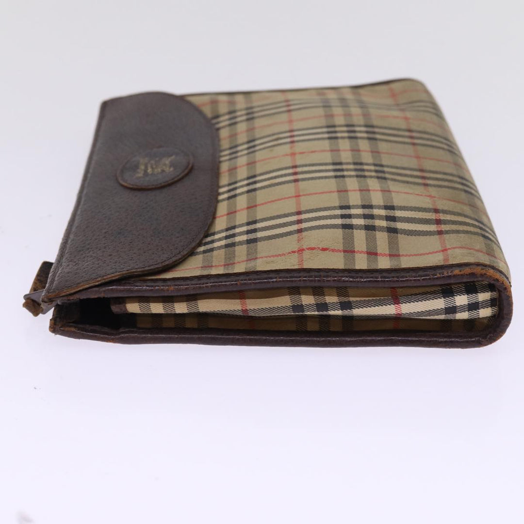 BurberrySs Nova Check Clutch Bag Canvas Beige Auth 77699