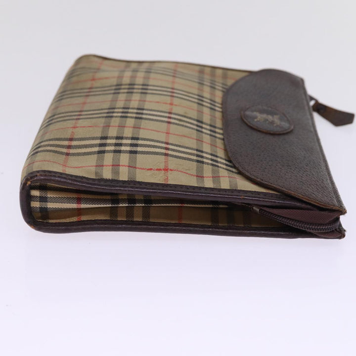 BurberrySs Nova Check Clutch Bag Canvas Beige Auth 77699