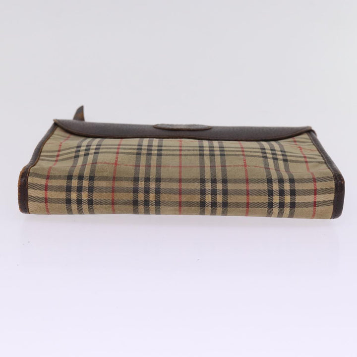 BurberrySs Nova Check Clutch Bag Canvas Beige Auth 77699