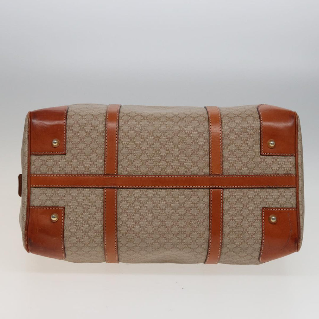 Celine Macadam Canvas Boston Bag Beige Auth 77712