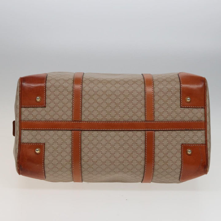 Celine Macadam Canvas Boston Bag Beige Auth 77712