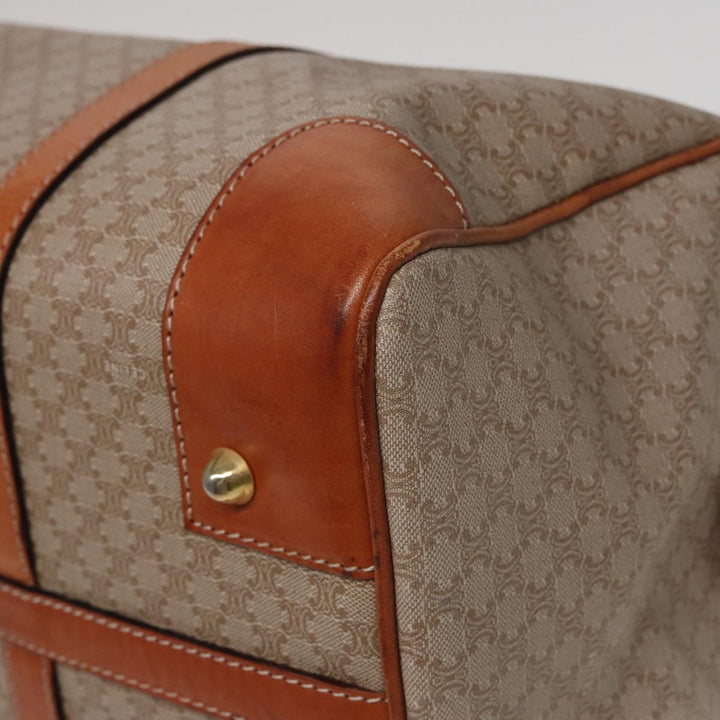 Celine Macadam Canvas Boston Bag Beige Auth 77712