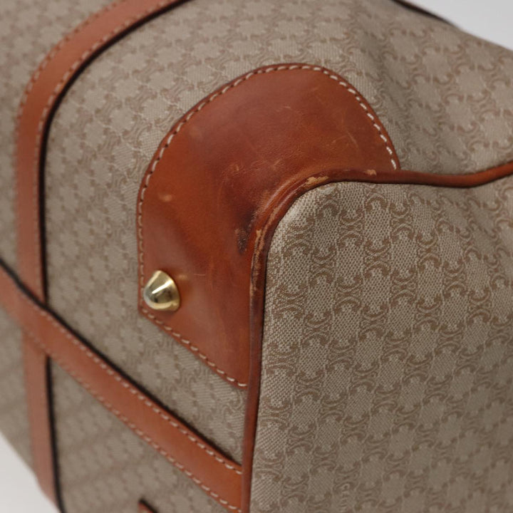 Celine Macadam Canvas Boston Bag Beige Auth 77712