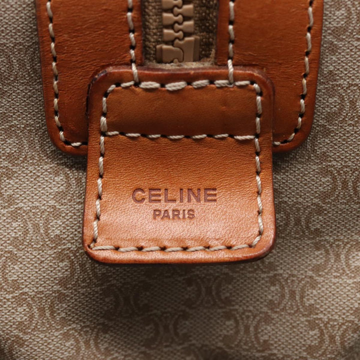 Celine Macadam Canvas Boston Bag Beige Auth 77712