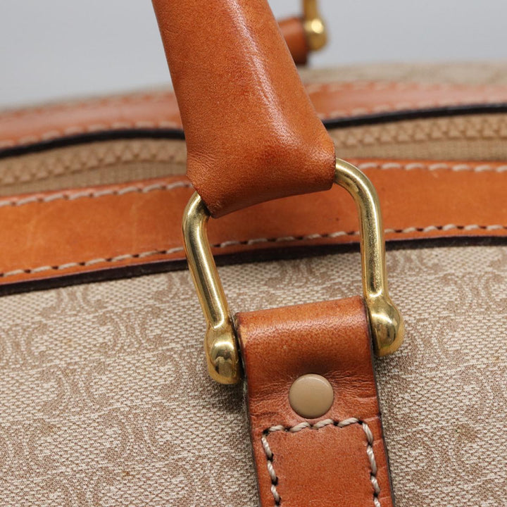 Celine Macadam Canvas Boston Bag Beige Auth 77712