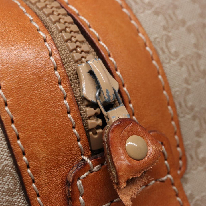 Celine Macadam Canvas Boston Bag Beige Auth 77712