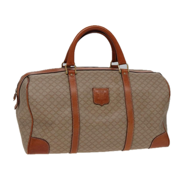 Celine Macadam Canvas Boston Bag Beige Auth 77712