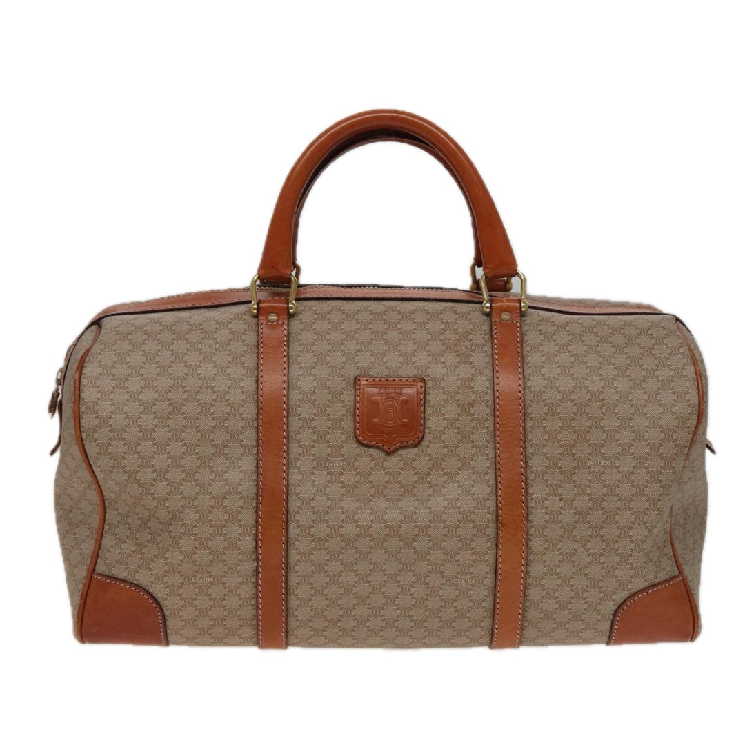 Celine Macadam Canvas Boston Bag Beige Auth 77712