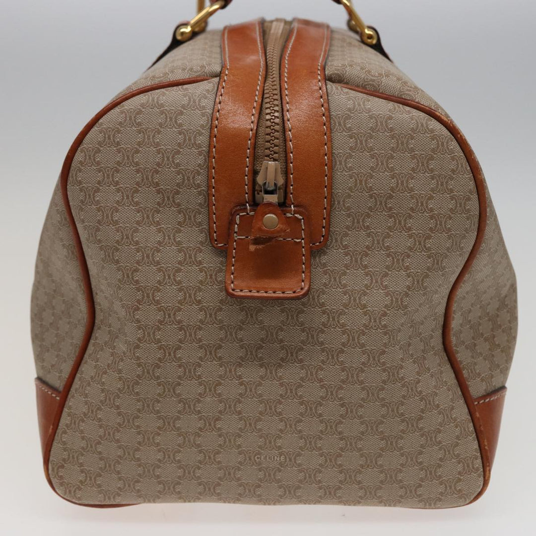 Celine Macadam Canvas Boston Bag Beige Auth 77712
