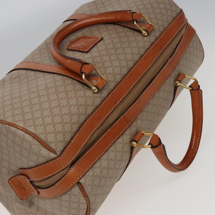 Celine Macadam Canvas Boston Bag Beige Auth 77712