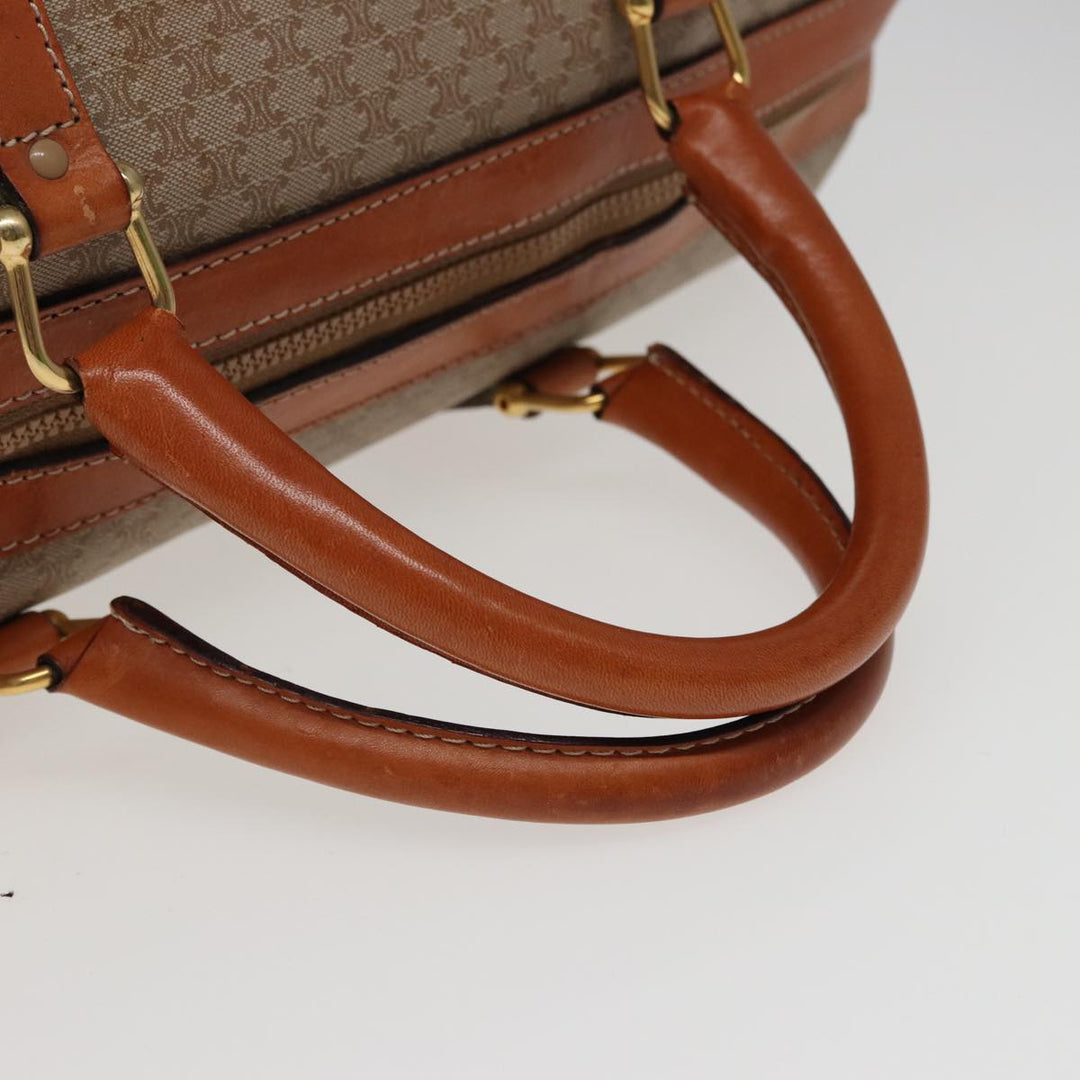 Celine Macadam Canvas Boston Bag Beige Auth 77712