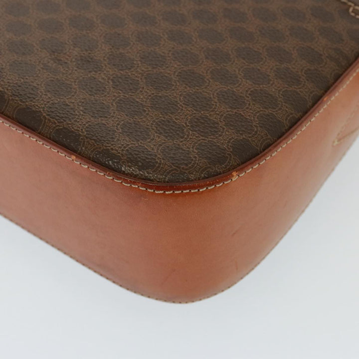Celine Macadam Canvas Shoulder Bag PVC Leather Brown Auth 77717