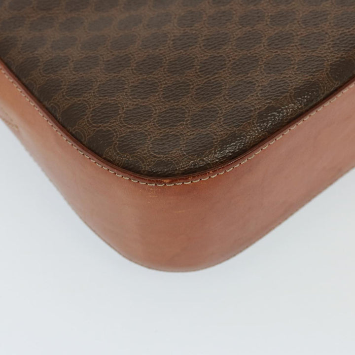 Celine Macadam Canvas Shoulder Bag PVC Leather Brown Auth 77717