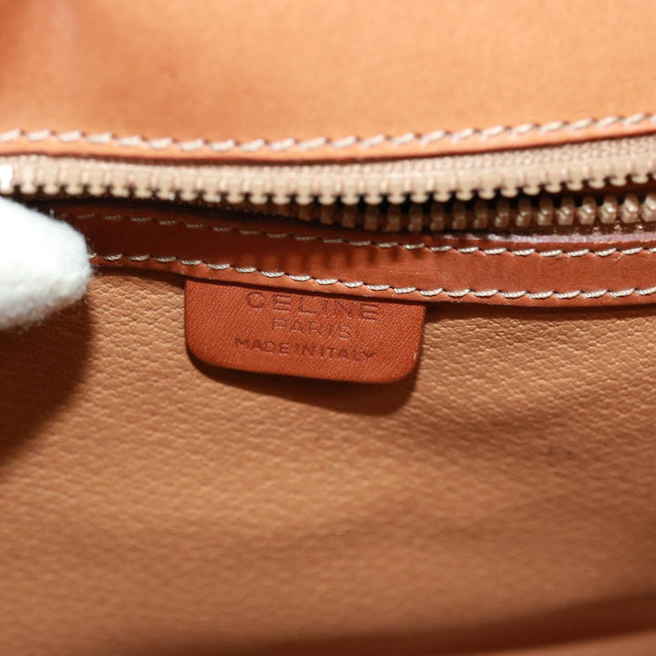 Celine Macadam Canvas Shoulder Bag PVC Leather Brown Auth 77717