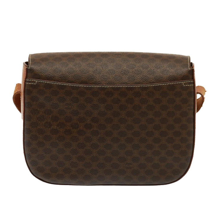 Celine Macadam Canvas Shoulder Bag PVC Leather Brown Auth 77717