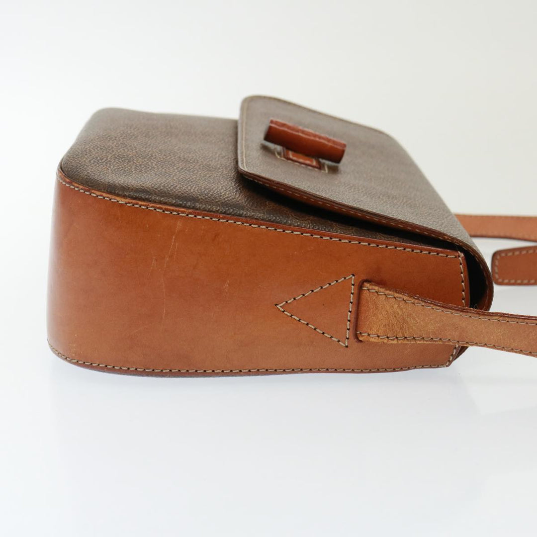 Celine Macadam Canvas Shoulder Bag PVC Leather Brown Auth 77717