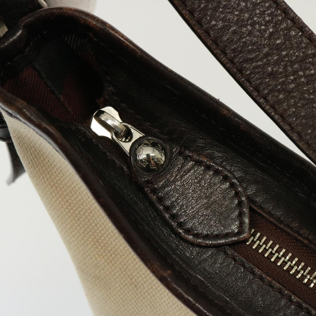 Burberry Shoulder Bag Canvas Cream Auth 77727