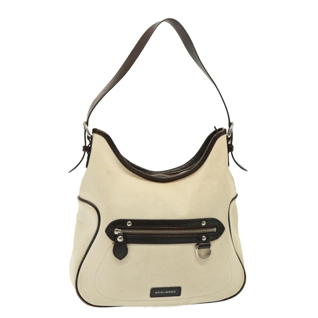 Burberry Shoulder Bag Canvas Cream Auth 77727