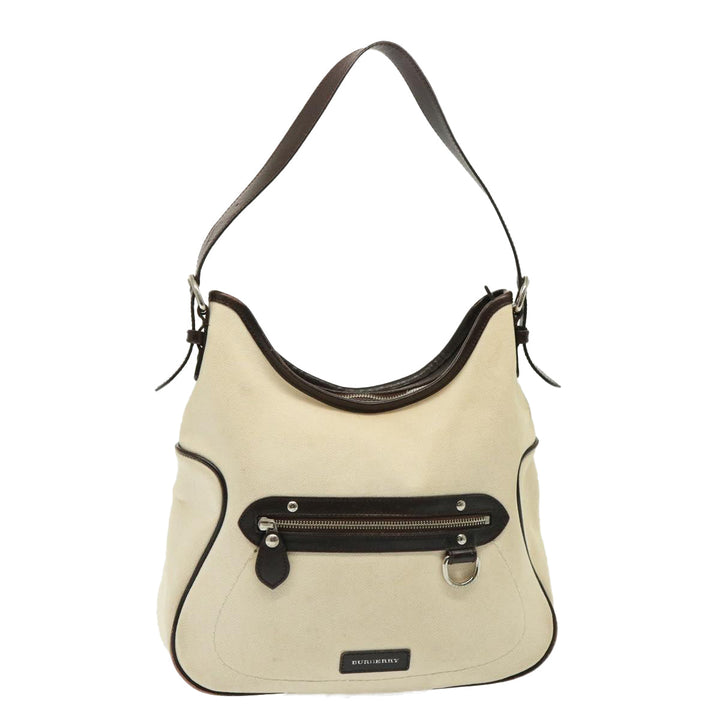 Burberry Shoulder Bag Canvas Cream Auth 77727