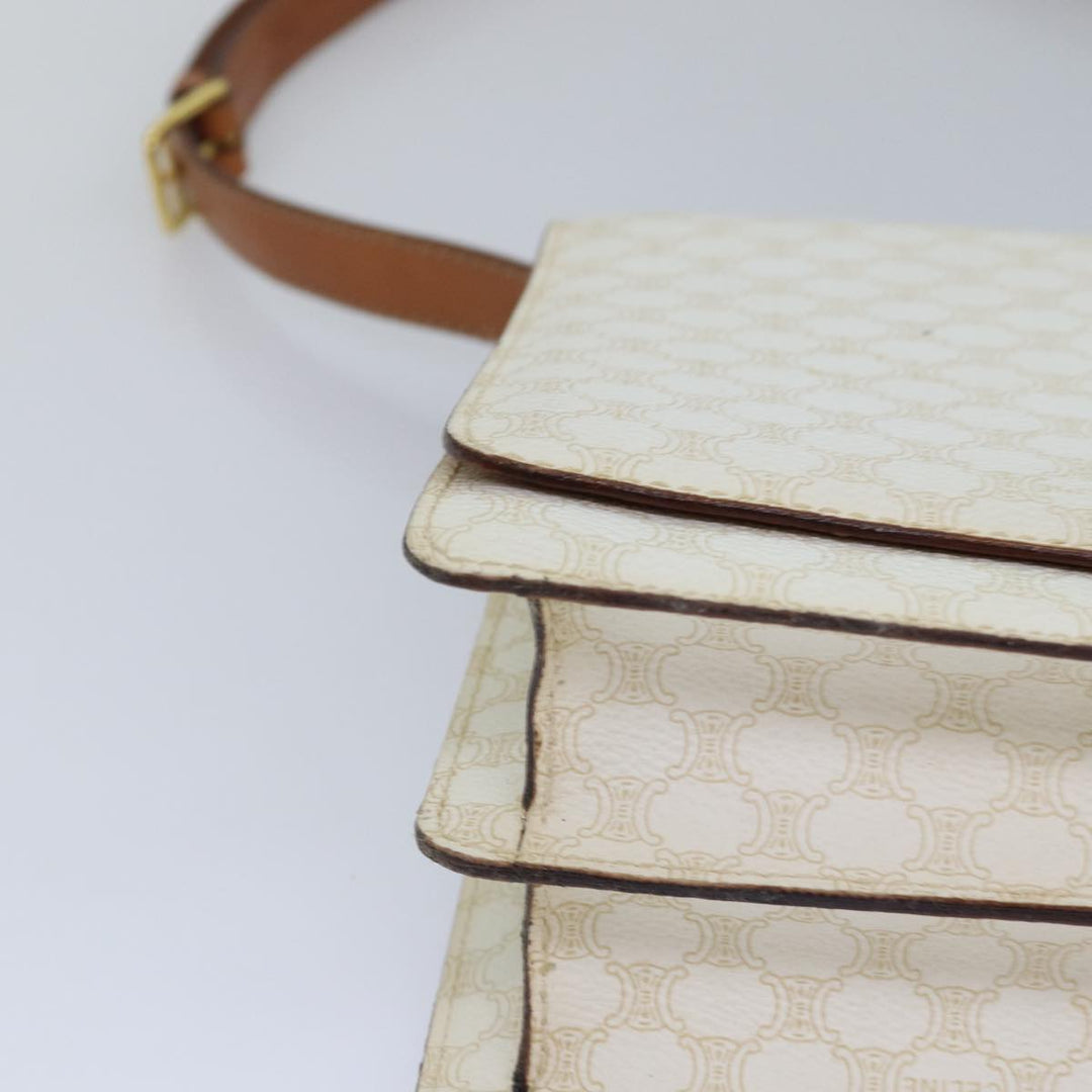 Celine Macadam Canvas Shoulder Bag PVC White Auth 77759