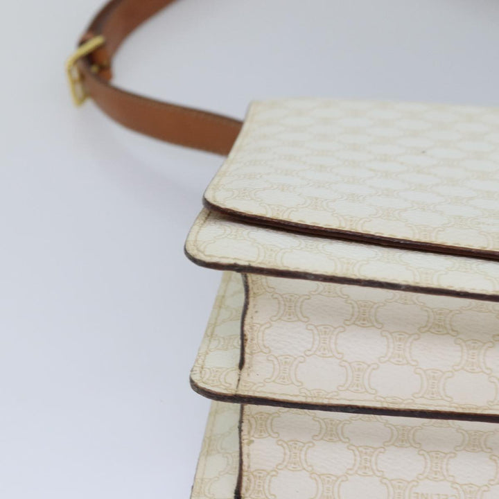 Celine Macadam Canvas Shoulder Bag PVC White Auth 77759