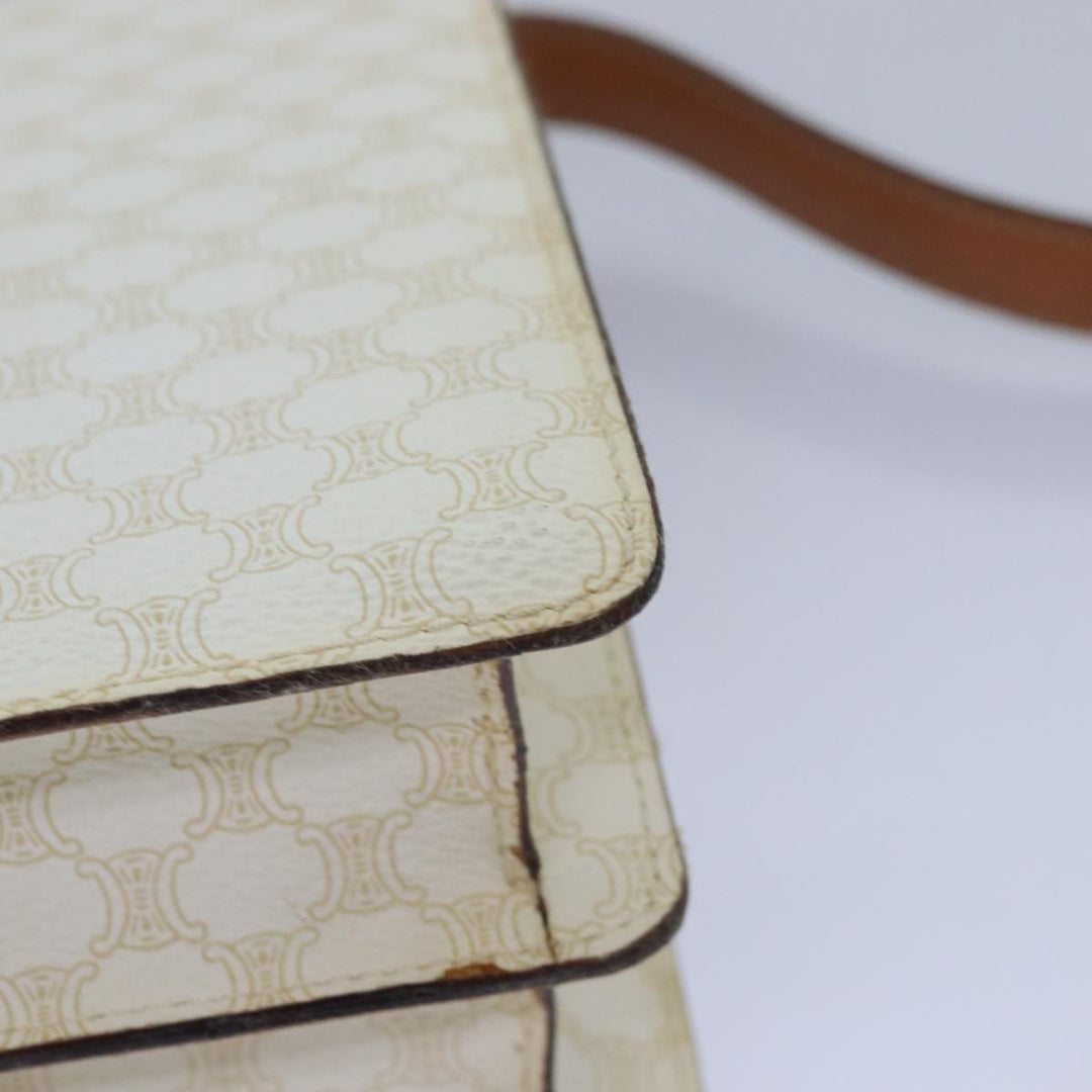 Celine Macadam Canvas Shoulder Bag PVC White Auth 77759