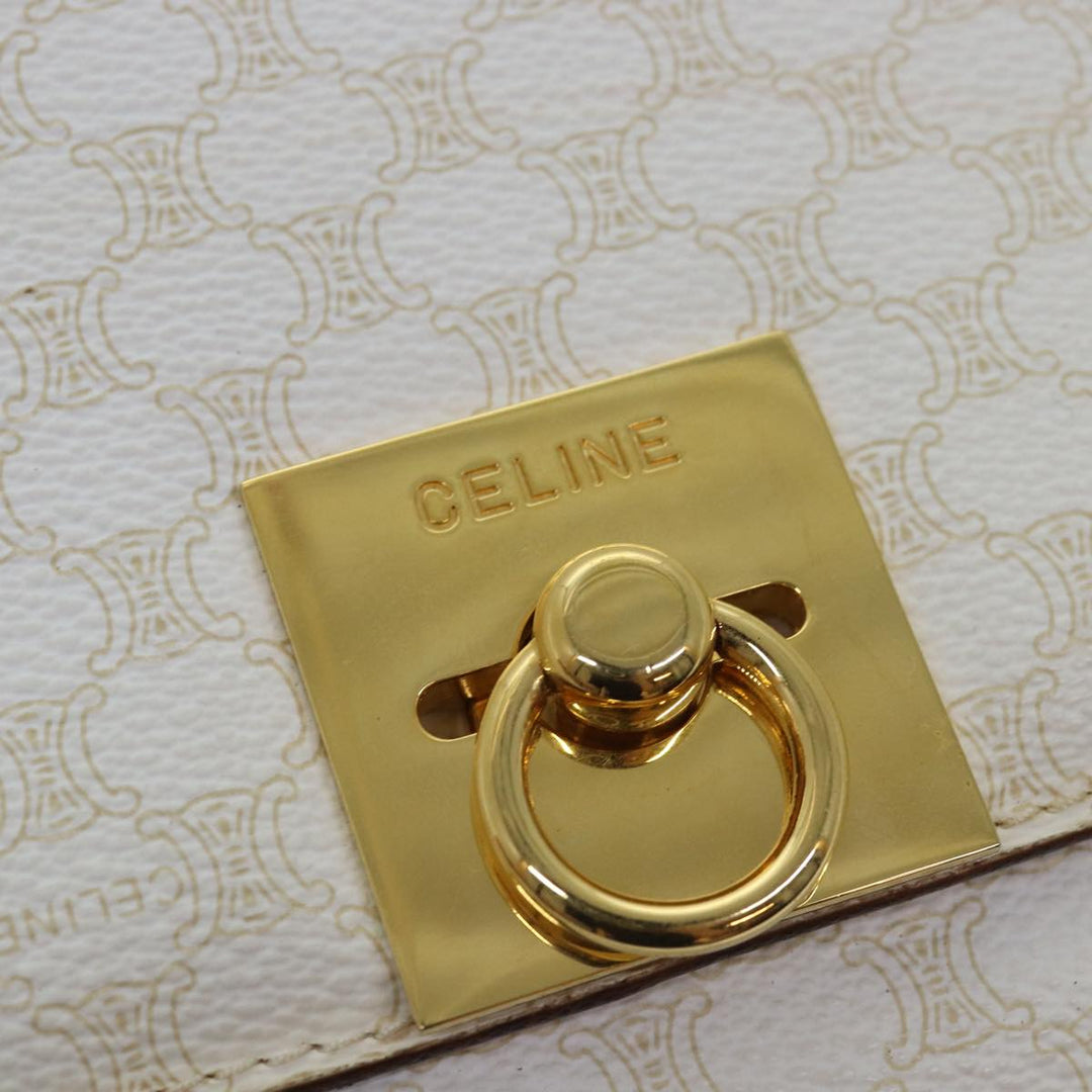 Celine Macadam Canvas Shoulder Bag PVC White Auth 77759