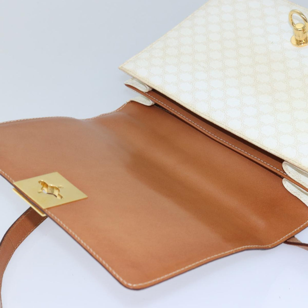 Celine Macadam Canvas Shoulder Bag PVC White Auth 77759