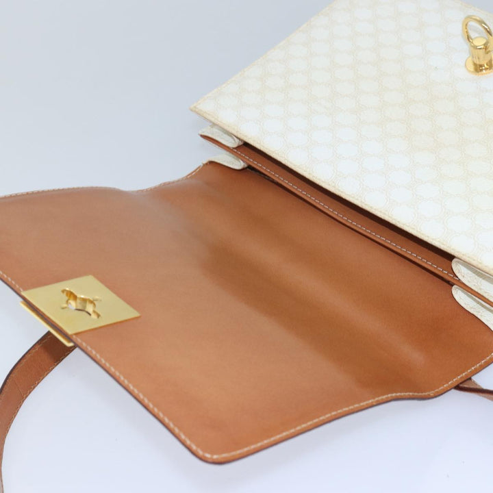 Celine Macadam Canvas Shoulder Bag PVC White Auth 77759