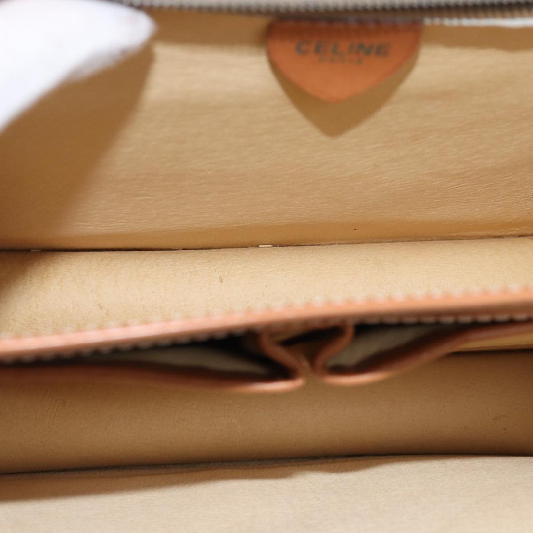 Celine Macadam Canvas Shoulder Bag PVC White Auth 77759