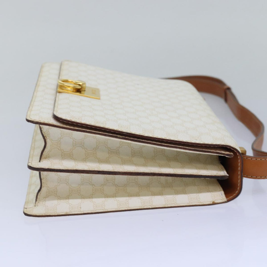 Celine Macadam Canvas Shoulder Bag PVC White Auth 77759