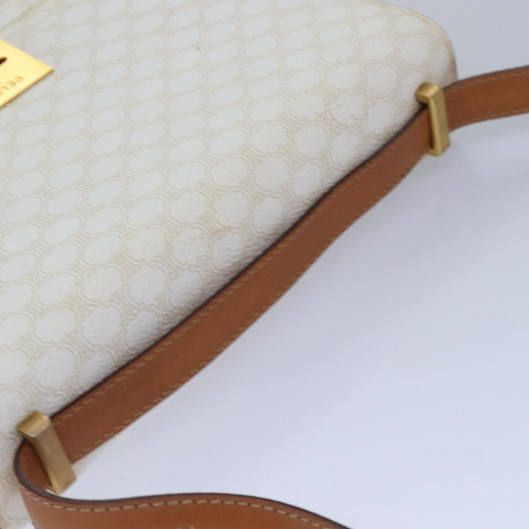 Celine Macadam Canvas Shoulder Bag PVC White Auth 77759