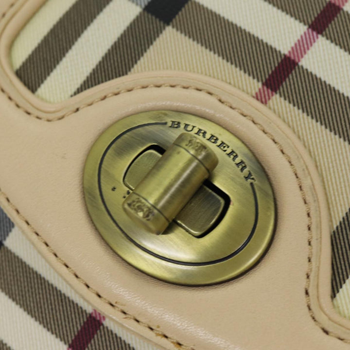 Burberry Shoulder Bag PVC Leather Beige Red Auth 77768